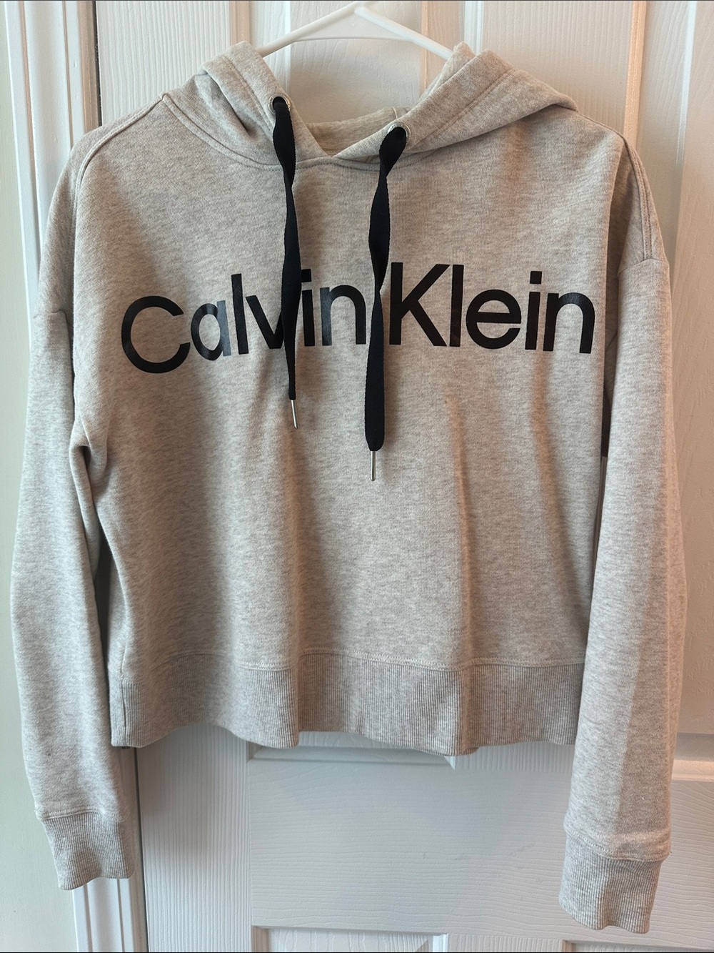 Calvin Klein Light Gray Hoodie with Black Logo
